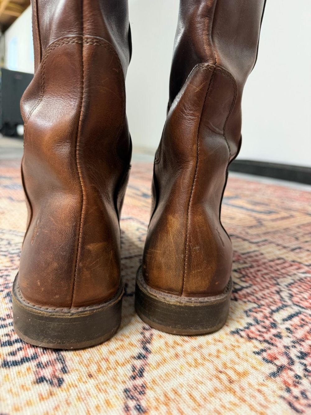 Frye Paige Leather Tall Riding Boots - Cognac - Picture 7 of 14